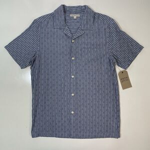 Frye Men’s Western Short Sleeve Button Front Casual Shirt Blue White Stripe S